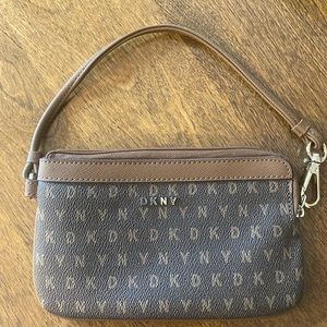 DKNY Donna Karan Brown Logo Monogram Wristlet Wallet